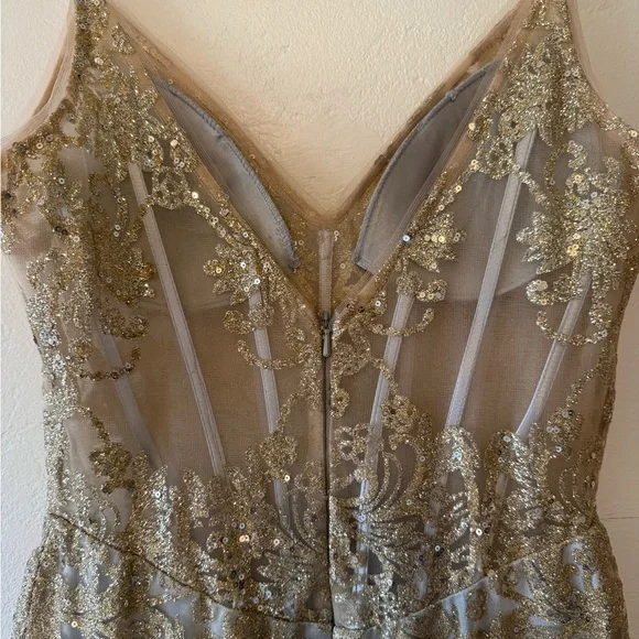 Glitter Print Mermaid Dress by Cinderella Divine J810 - Picture 8 of 14